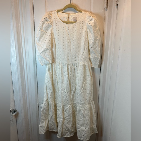 A New Day Eyelet Puff Sleeve Tiered Midi Dress - Picture 4 of 9